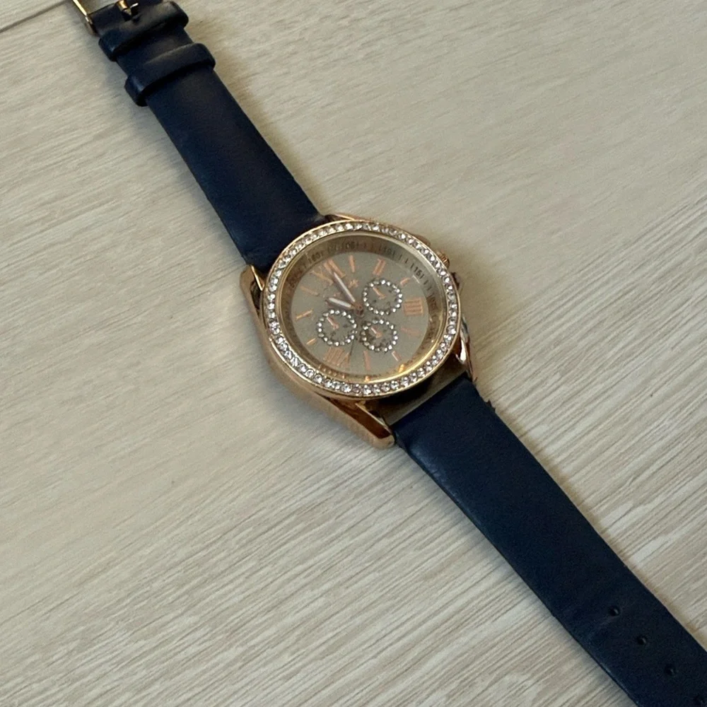 3/$10 Jessica Carlyle Women's Rose Gold Watch with Blue Strap